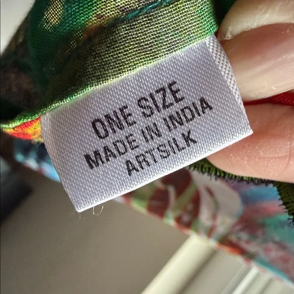 Vintage STERLING STYLES One Size Green Orange  Red Gold kimono Jacket Art Silk - Picture 8 of 8